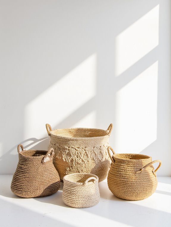 stylish neutral toned storage baskets