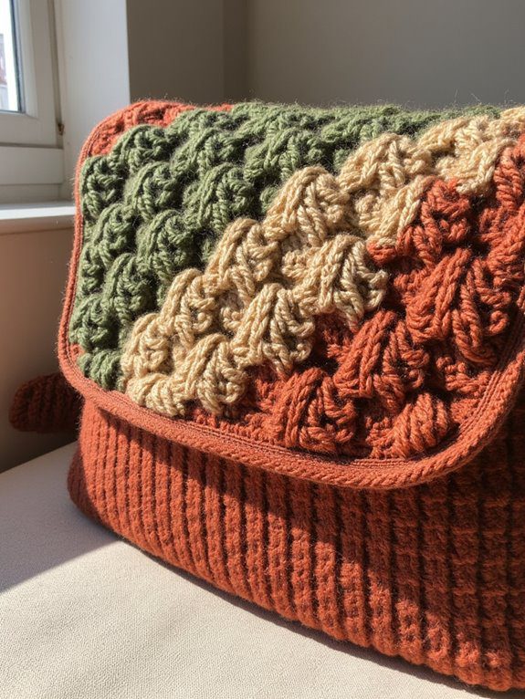 textured puff stitch bag