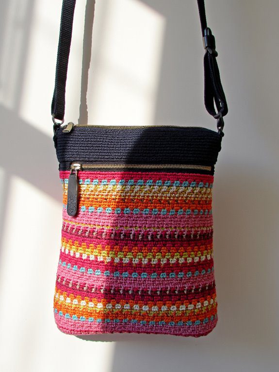 upcycled yarn messenger bag