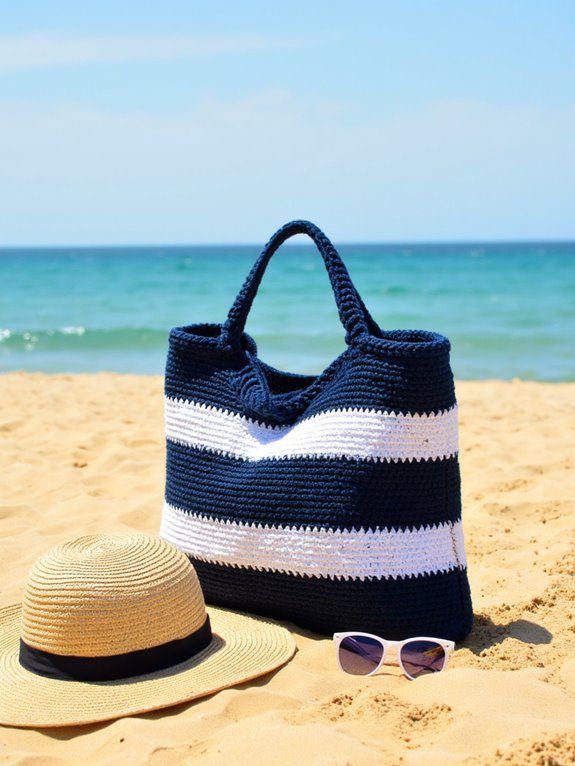 vibrant striped beach tote