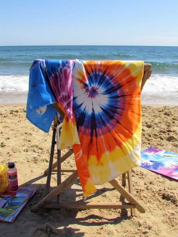 vibrant tie dye beach towels