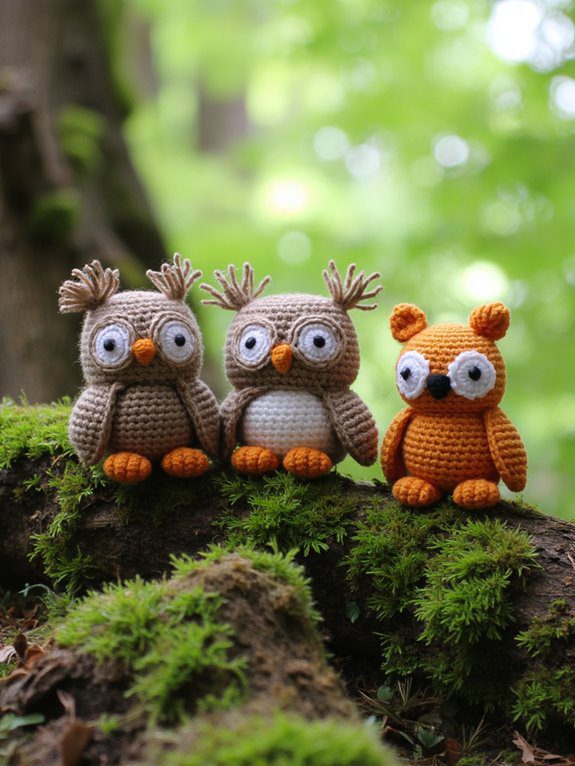 woodland themed crochet owls