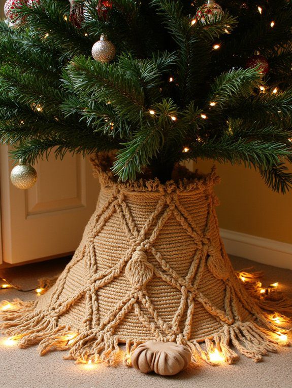 18 Christmas Tree Collars to Add Festive Charm 12 boho macram tree wraps