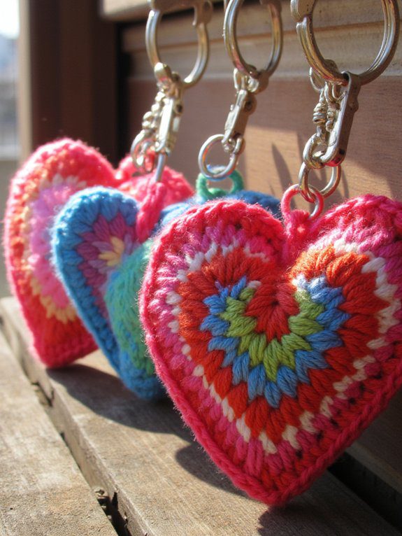 bold colorful heart keychains