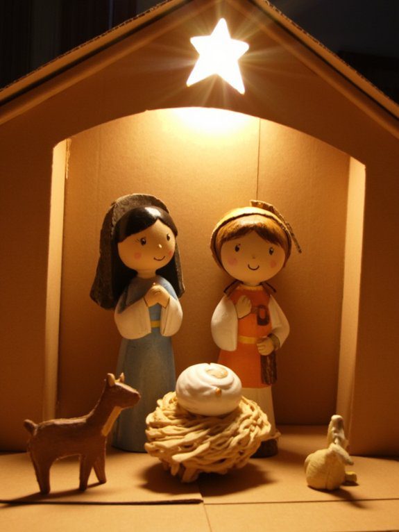 cardboard nativity scene crafting