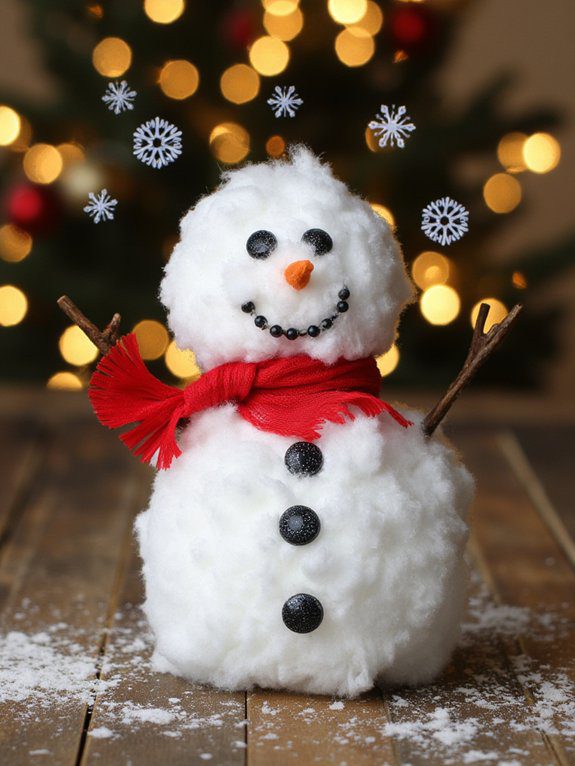 charming cotton ball snowmen
