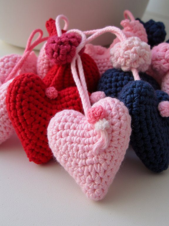 charming textured bobble hearts