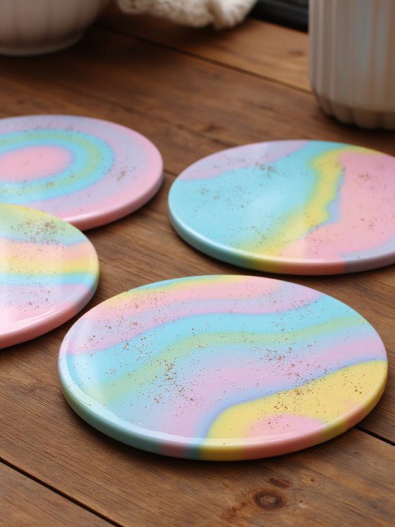 colorful polymer clay coasters