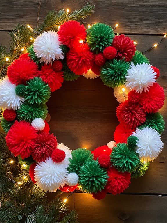 colorful pom pom wreaths