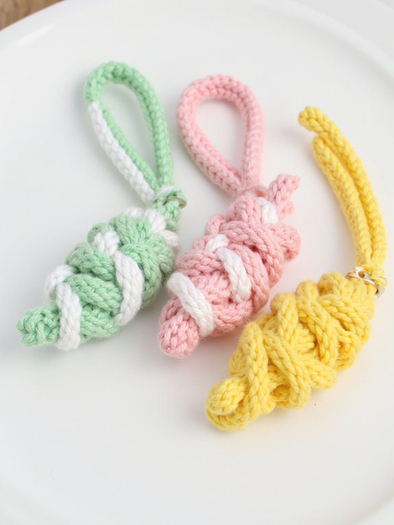 26 Easy Crochet Keychain Ideas Perfect for Beginners 8 colorful striped keychains crafting