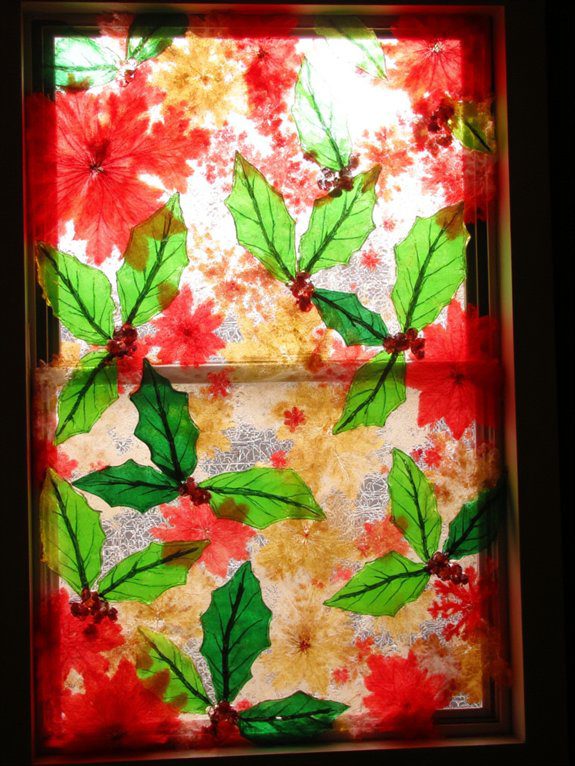 colorful tissue paper windows