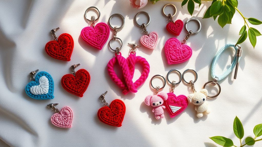 couple themed crochet keychains