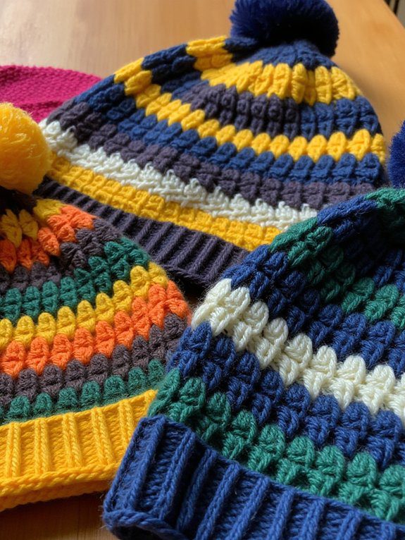 31 Crochet Hat Ideas to Add to Your Must-Make List 23 cozy stylish striped beanies