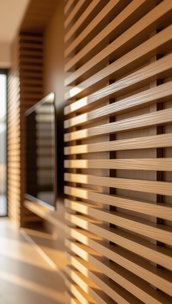 11 DIY Hidden TV Art Frame Ideas for Stylish Decor 5 decorative wood slat cover