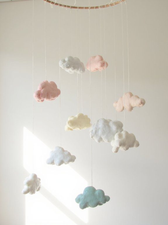 27 Soft Clay Art Ideas That Will Inspire Your Next Creative Project 5 dreamy cloud mobile creations