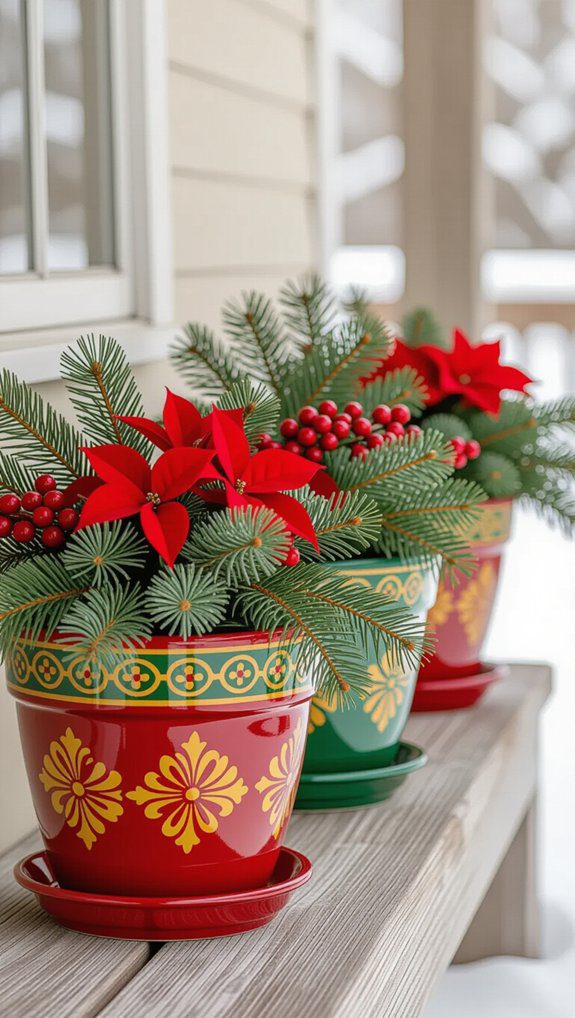 festive painted outdoor planters