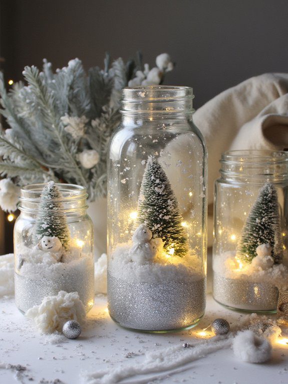 glittery holiday snow globes