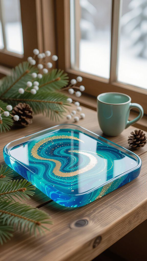 14 Winter Craft Ideas for Adults to Create Cozy Masterpieces 9 glossy and personalized resin art