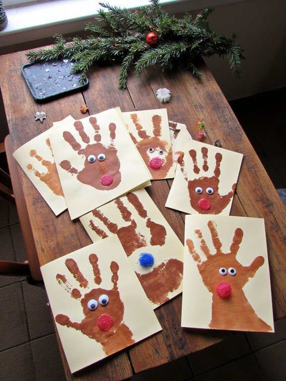 handprint reindeer holiday cards