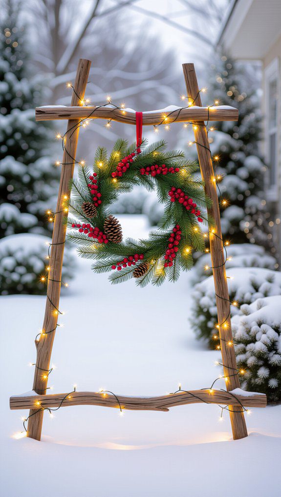 homemade festive wreath stand