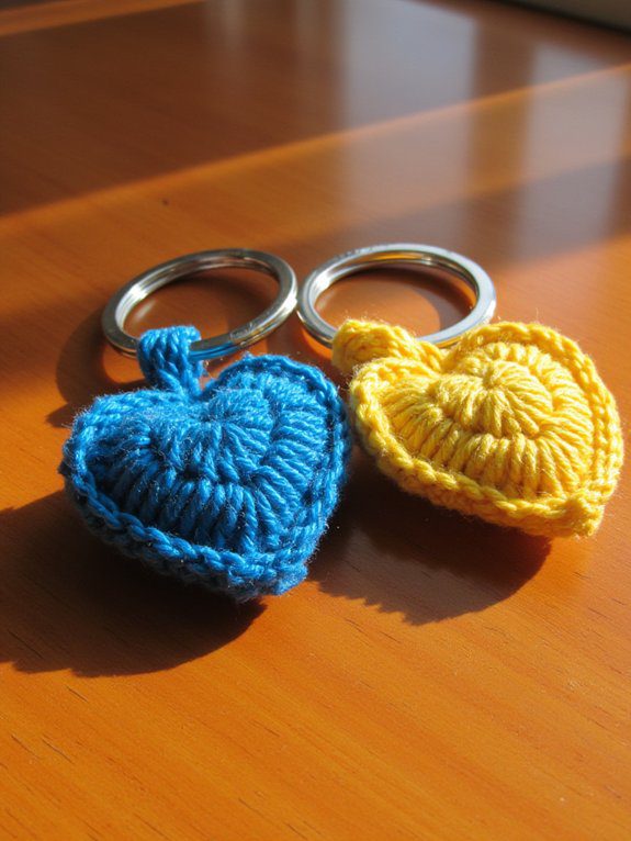 28 Couple Crochet Keychain Ideas to Share Your Love 16 matching color block keychains
