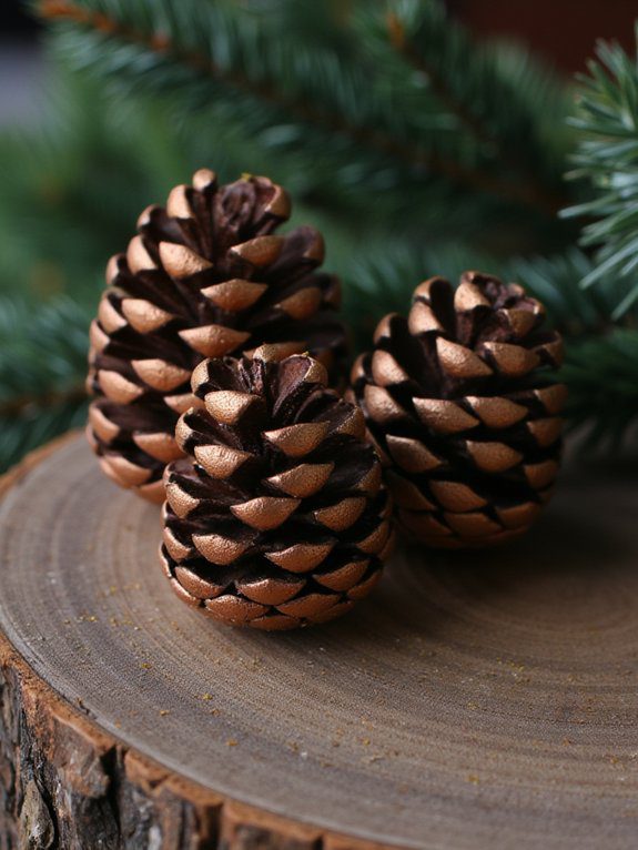 metallic pinecone holiday decor