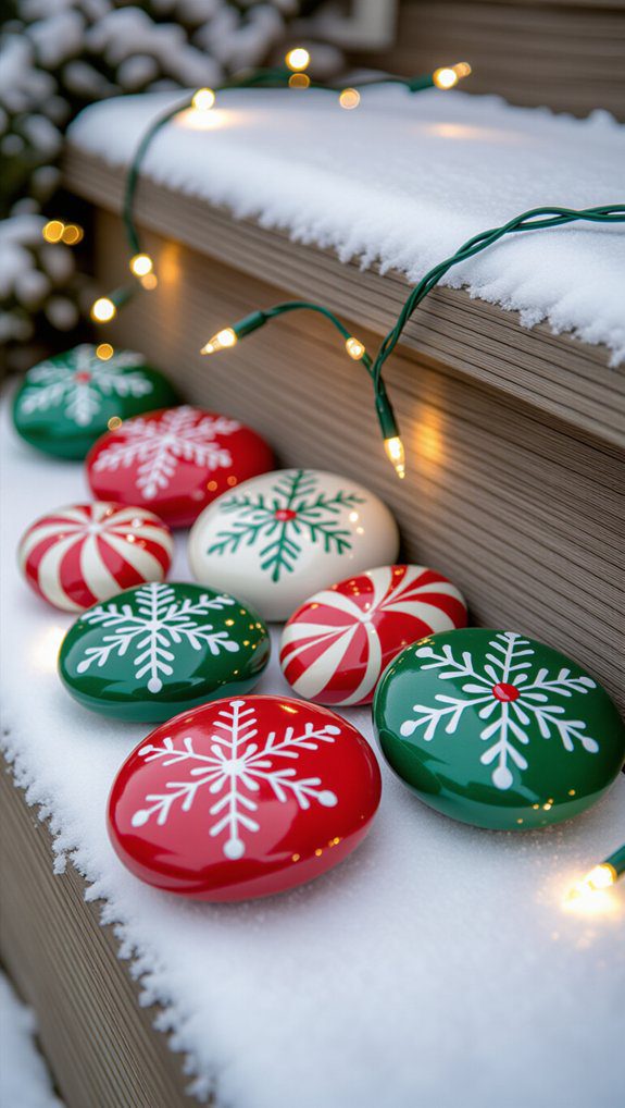 painted stone holiday decor