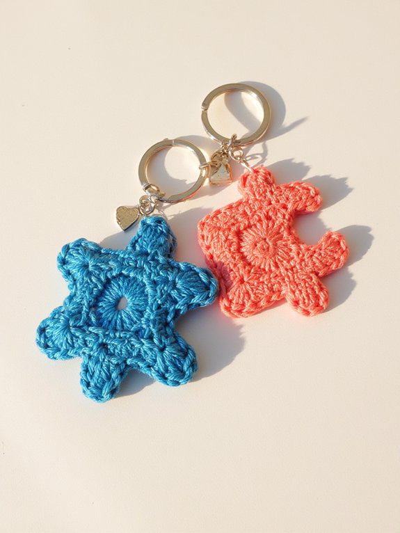 28 Couple Crochet Keychain Ideas to Share Your Love 6 perfectly matched keychains together