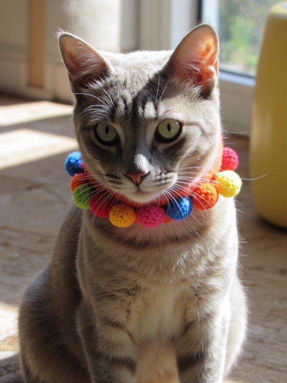 22 Crochet Cat Collar Designs Your Feline Will Adore 18 pom poms enhance cat collars