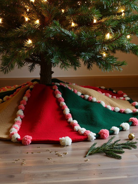 18 Christmas Tree Collars to Add Festive Charm 17 pompom tree wraps charm