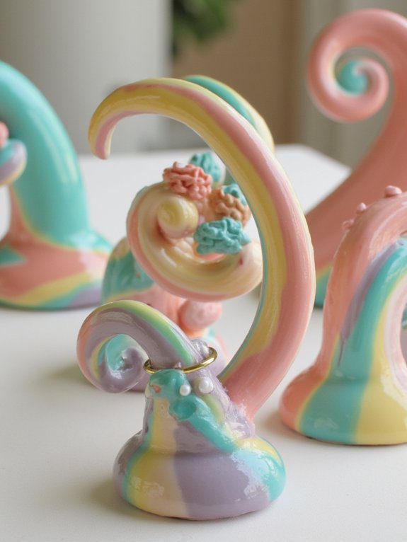 rainbow clay ring holders