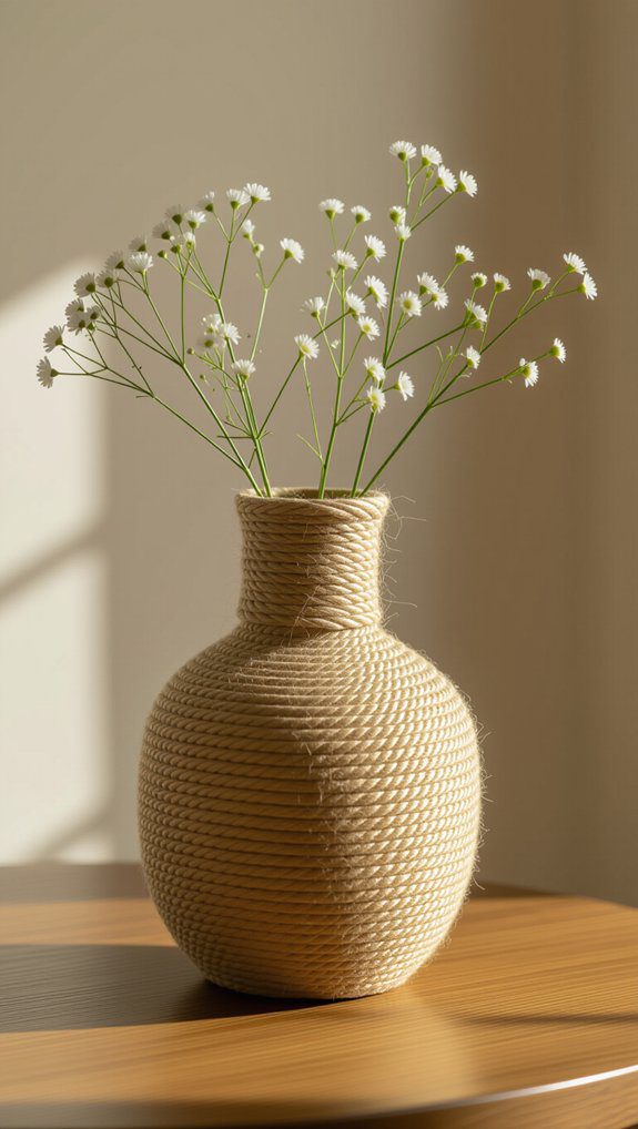 rustic rope wrapped vase