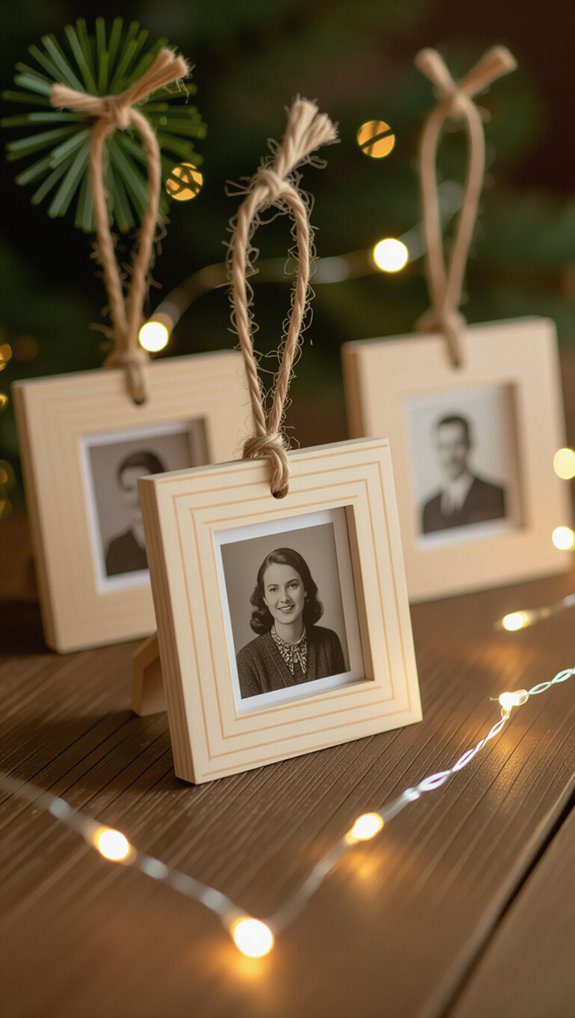 rustic wooden photo ornaments