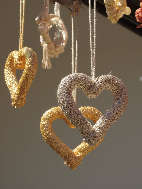 sparkling metallic heart keychains
