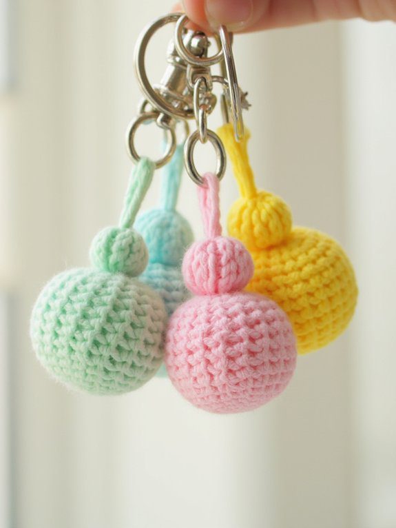 26 Easy Crochet Keychain Ideas Perfect for Beginners 3 tiny ball keychain creations
