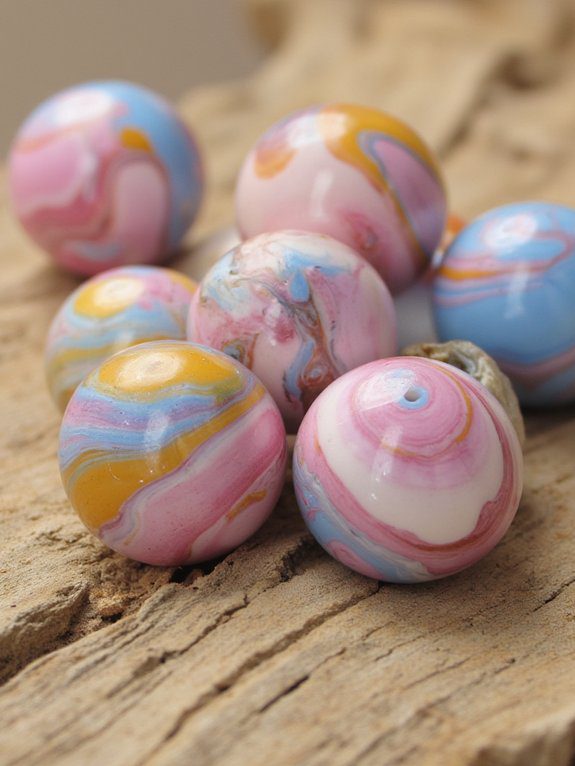 triple color marbled beads