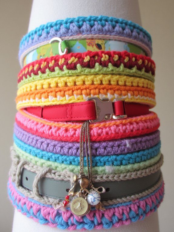 22 Crochet Cat Collar Designs Your Feline Will Adore 8 vibrant rainbow gradient collars