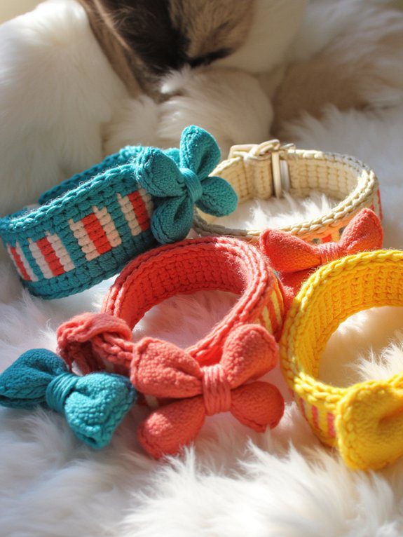 22 Crochet Cat Collar Designs Your Feline Will Adore 3 vibrant striped cat collars