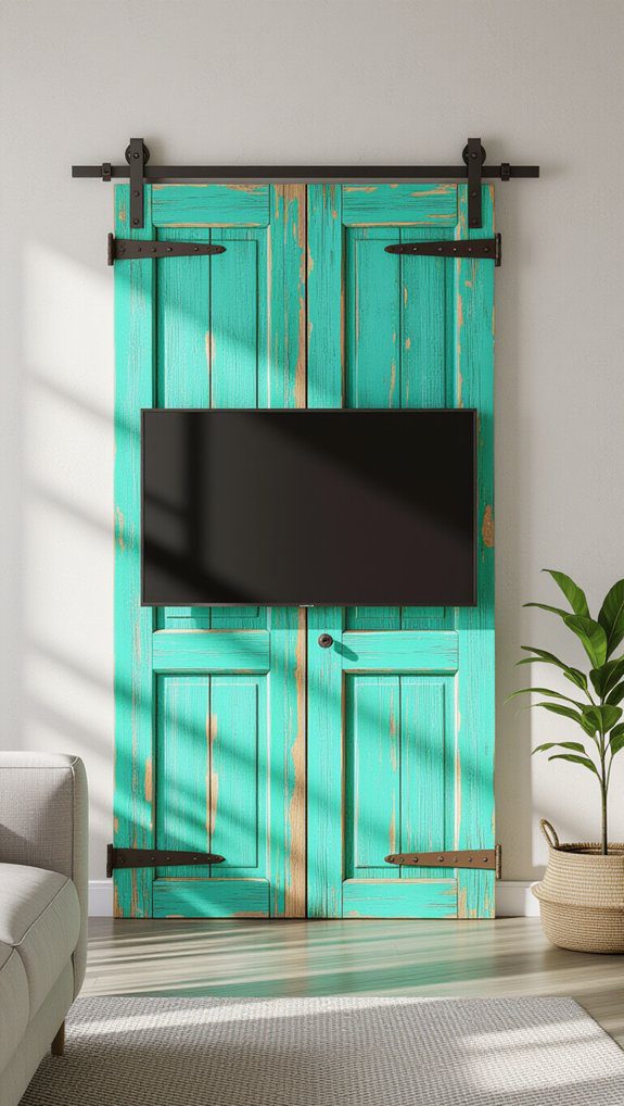 11 DIY Hidden TV Art Frame Ideas for Stylish Decor 11 vintage door tv cover