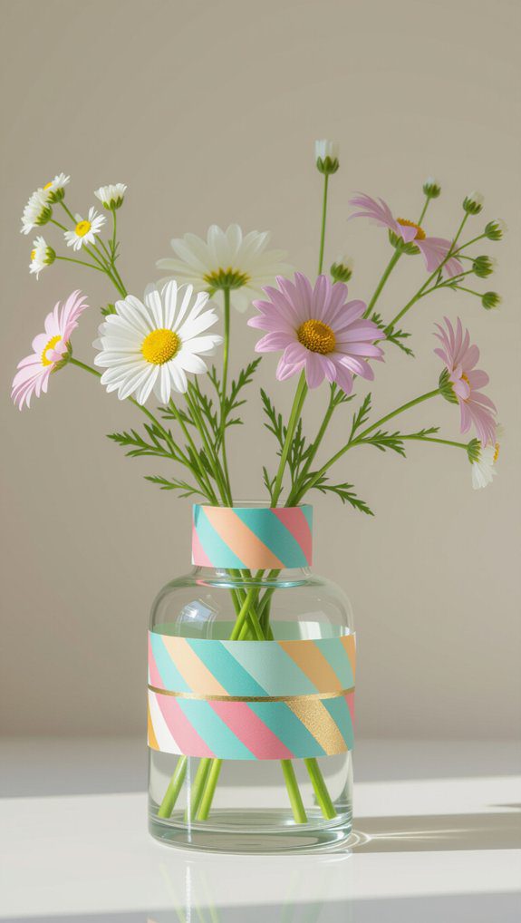 washi tape vase decoration