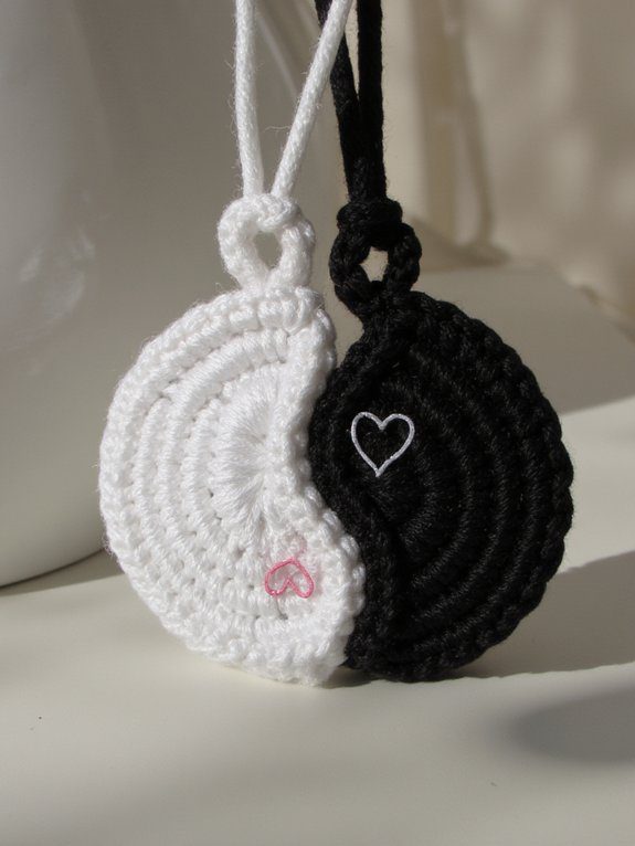 28 Couple Crochet Keychain Ideas to Share Your Love 7 yin yang couple keychains