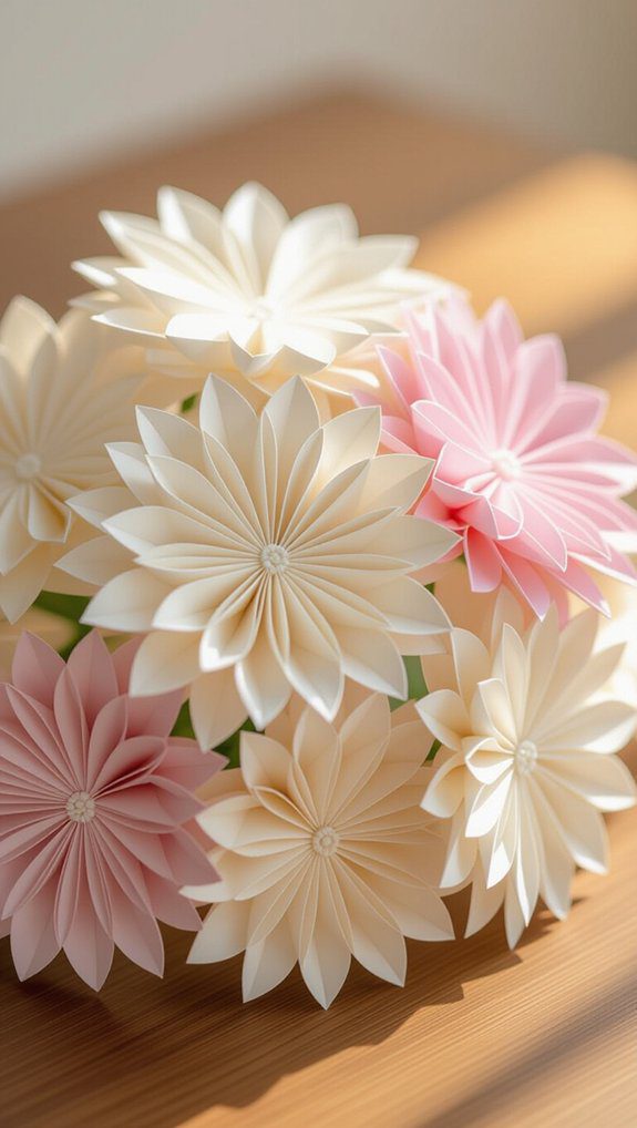 accordion folded paper flowers