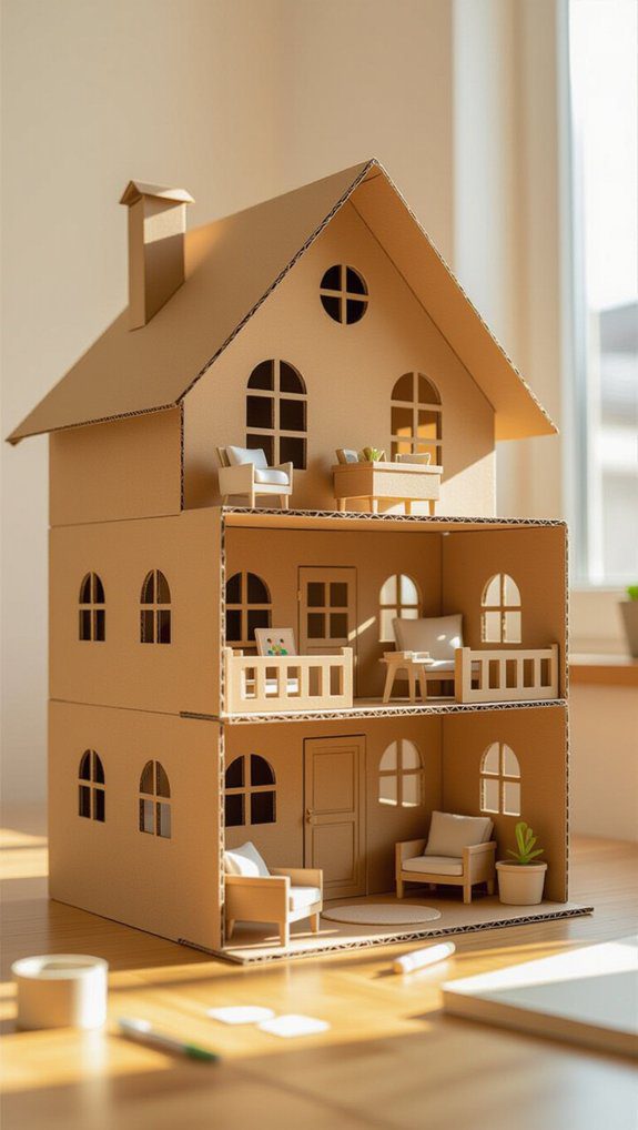 18 DIY Paper Doll House Ideas for Creative Play 5 cardboard mansion playhouse creation