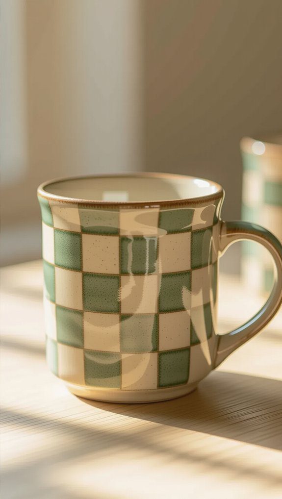 classic check pattern mugs