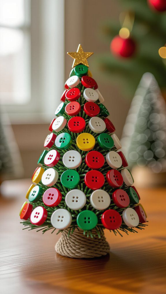 colorful button christmas trees