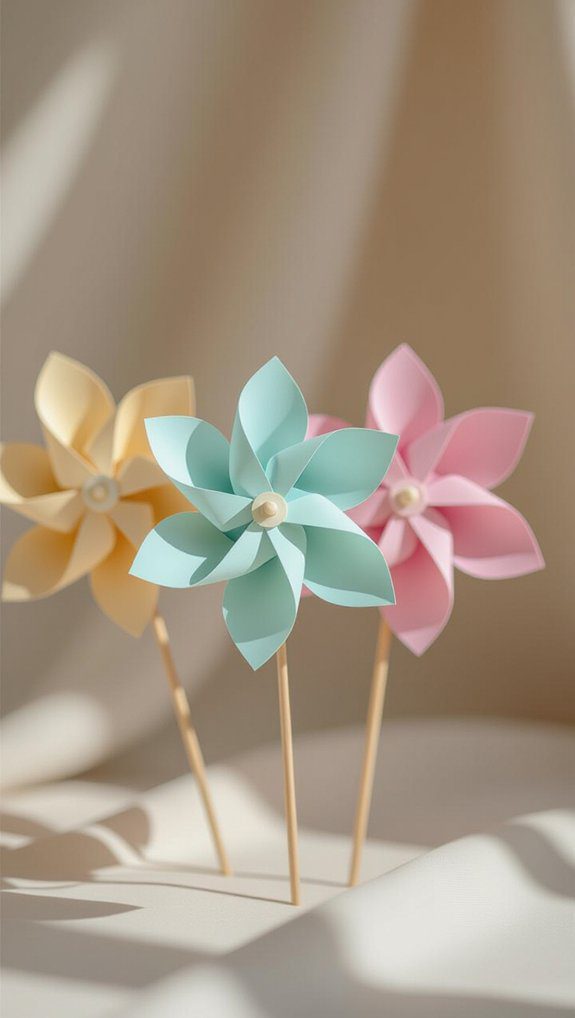 colorful diy paper pinwheels
