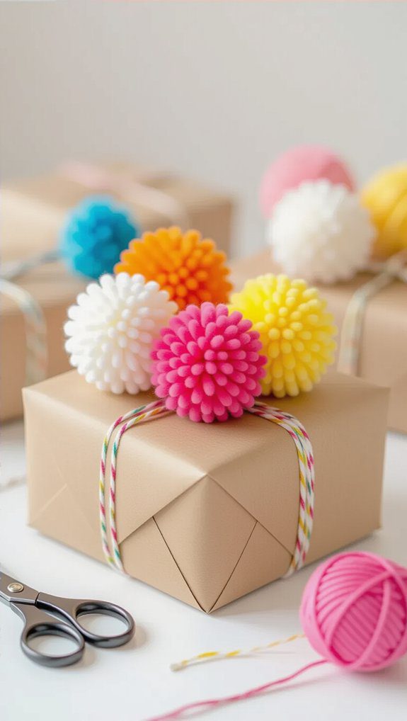 colorful diy pom pom toppers