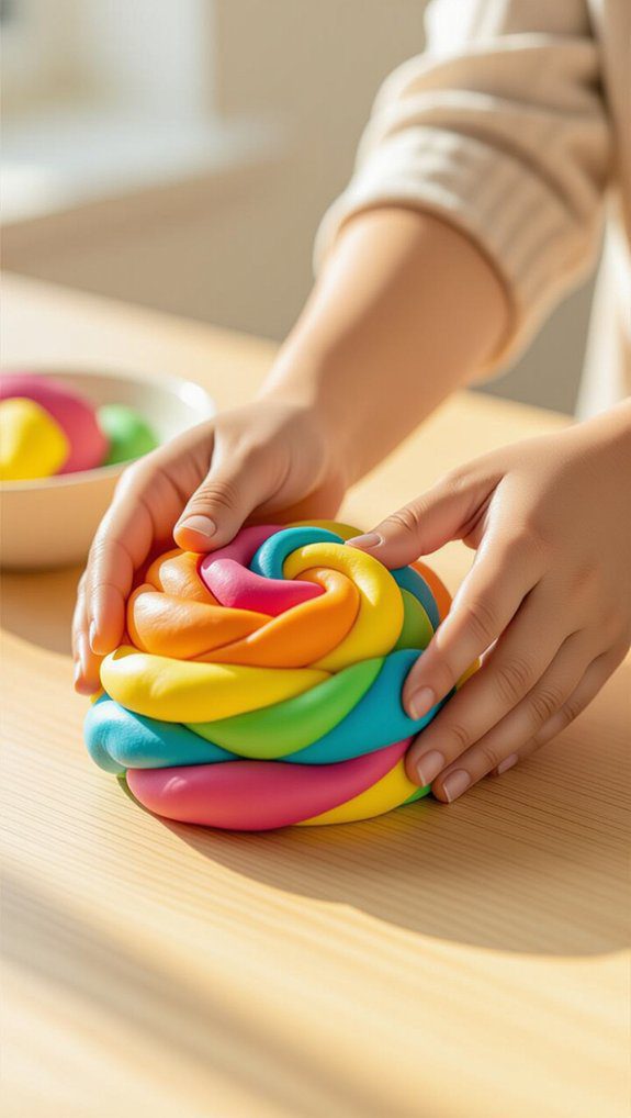 colorful melted crayon play dough