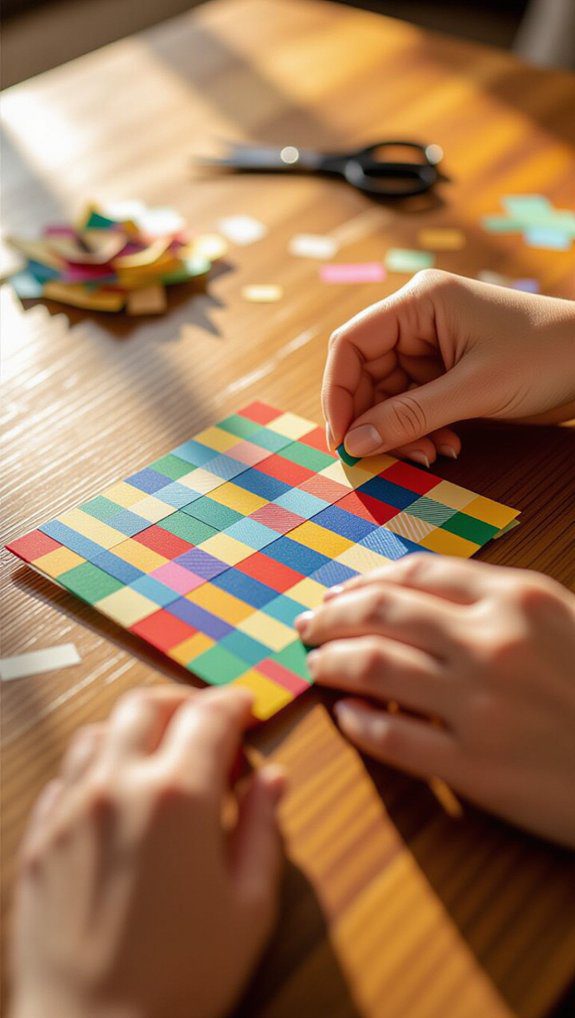 colorful paper strip weaving