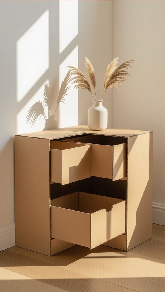 16 DIY Cardboard Furniture Ideas Easy Projects For Your Home 10 corner cabinet with compartments
